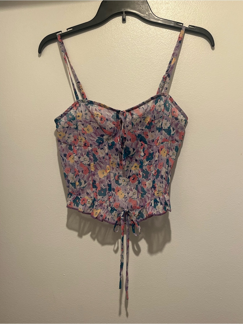 PrettyLittleThing Floral Print Chiffon Corset Tank Top by Pretty